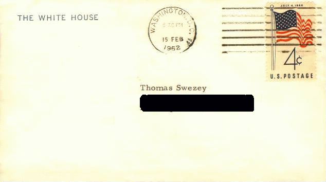 Envelope from my letter from JFK!